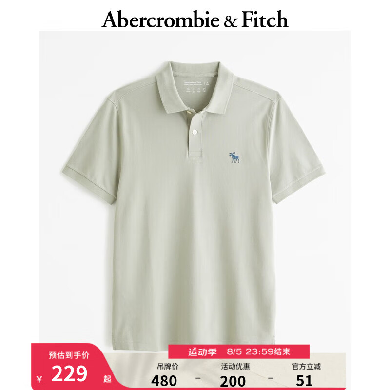 ABERCROMBIE & FITCH男装 24春夏新款纯色通勤短袖polo衫 KI124-4104 薄荷绿 XXL (185/124A) 199元