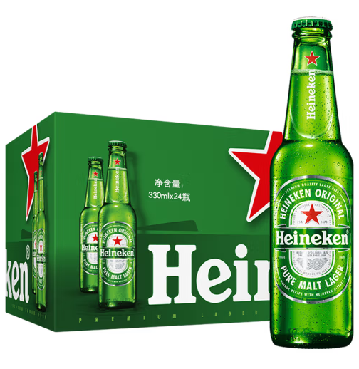 Heineken 喜力 经典330ml*24瓶整箱装 赠喜力扑克牌 ￥111.43