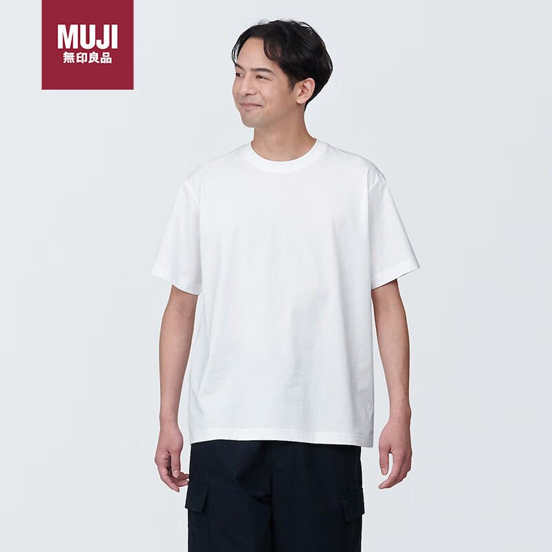 MUJI 無印良品 天竺织圆领短袖T恤 AB1M0C4S 57.42元