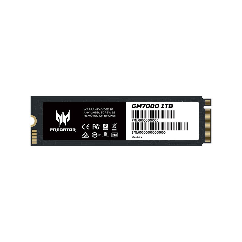 PREDATOR 宏碁掠夺者 GM7000 NVMe M.2 固态硬盘 1TB（PCI-E4.0） 599元