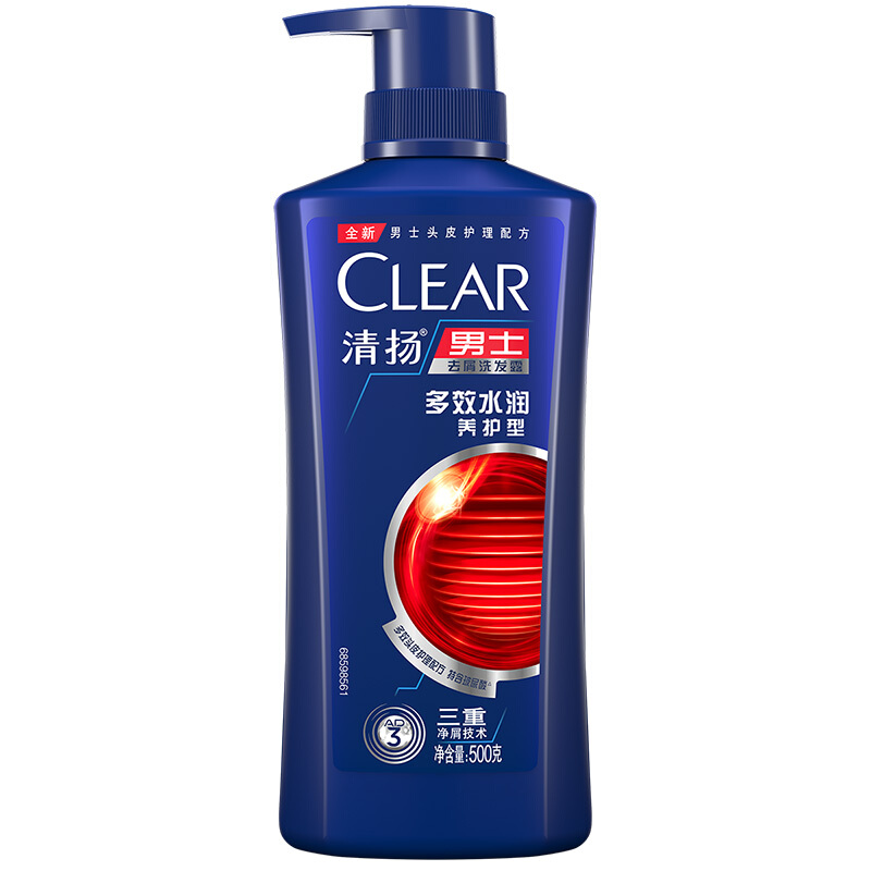 CLEAR 清扬 男士去屑洗发露 多效水润养护型 500g 32.5元