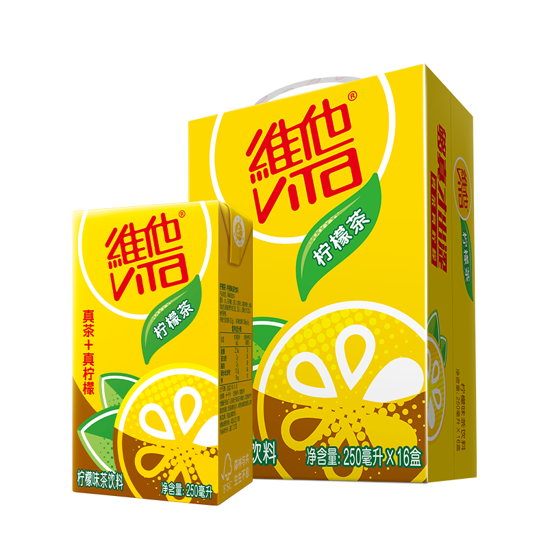 PLUS会员：维他奶 维他经典柠檬味茶饮料 250ml*16盒 礼盒装*6件 186.16元包邮（双重优惠，合31.03元/件）