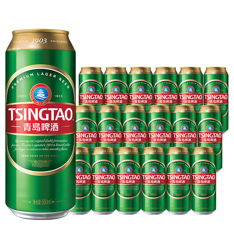 PLUS会员：青岛啤酒（TsingTao）经典（1903）10度550ml*18听 88.66元包邮（需凑单）