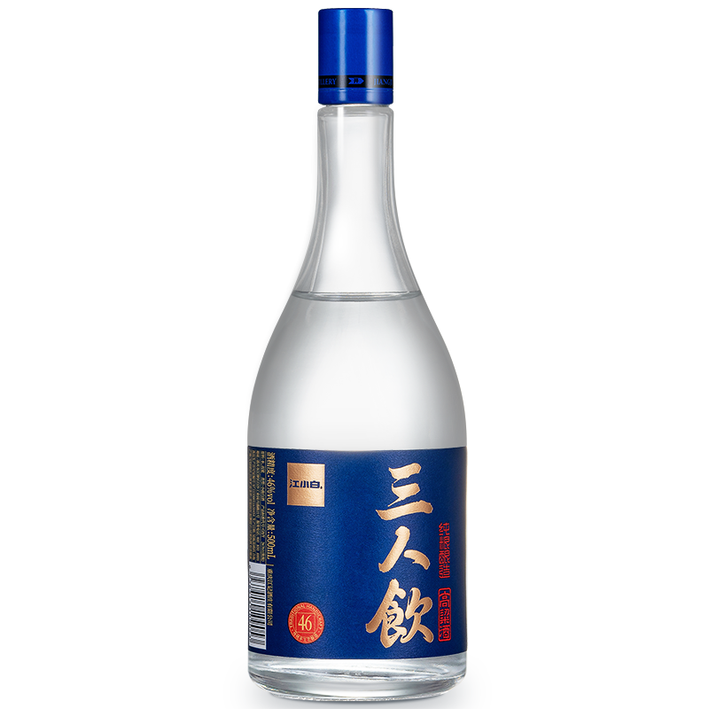 京东百亿补贴：江小白 三人饮 清香白酒 46度 500mL 单瓶  19.90元