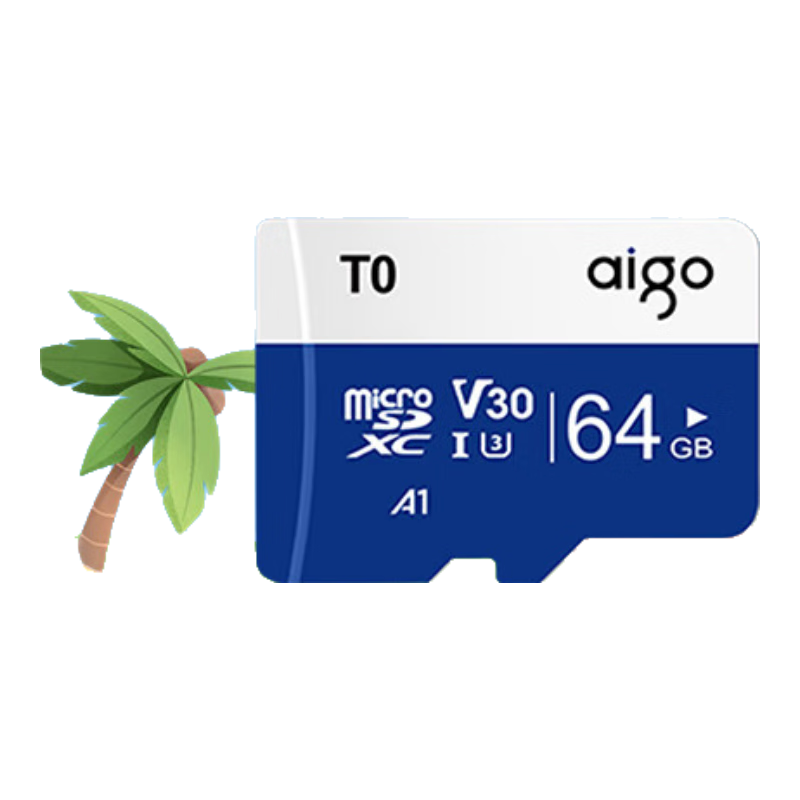 PLUS会员：爱国者（aigo）64GB 内存卡TF（MicroSD）存储卡 U3 V30 19.8元