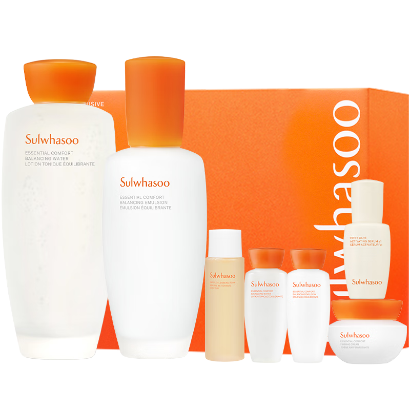 Sulwhasoo 雪花秀 水乳套装（爽肤水150ml+乳液125ml +洁面泡沫25ml+人参精华 8ml+滋盈水15ml+滋盈乳15ml+紧致面霜15ml) 679元包邮（买1送1，合339.5元/件）