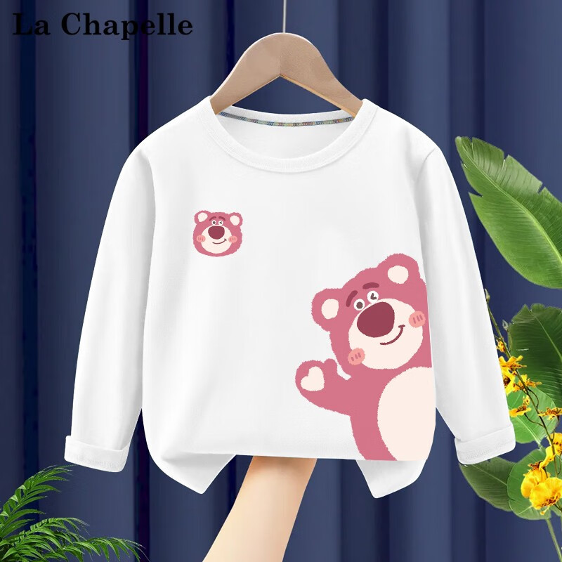 LA CHAPELLE MINI 长袖t恤秋季新款长袖打底衫 白色草莓熊 90 16.37元（需买3件，需用券）