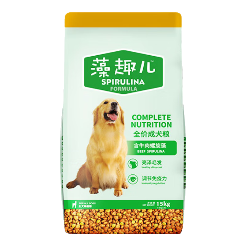 plus：麦富迪 藻趣儿狗粮 成犬通用牛肉味 15kg 136.22元(4.5元/斤)