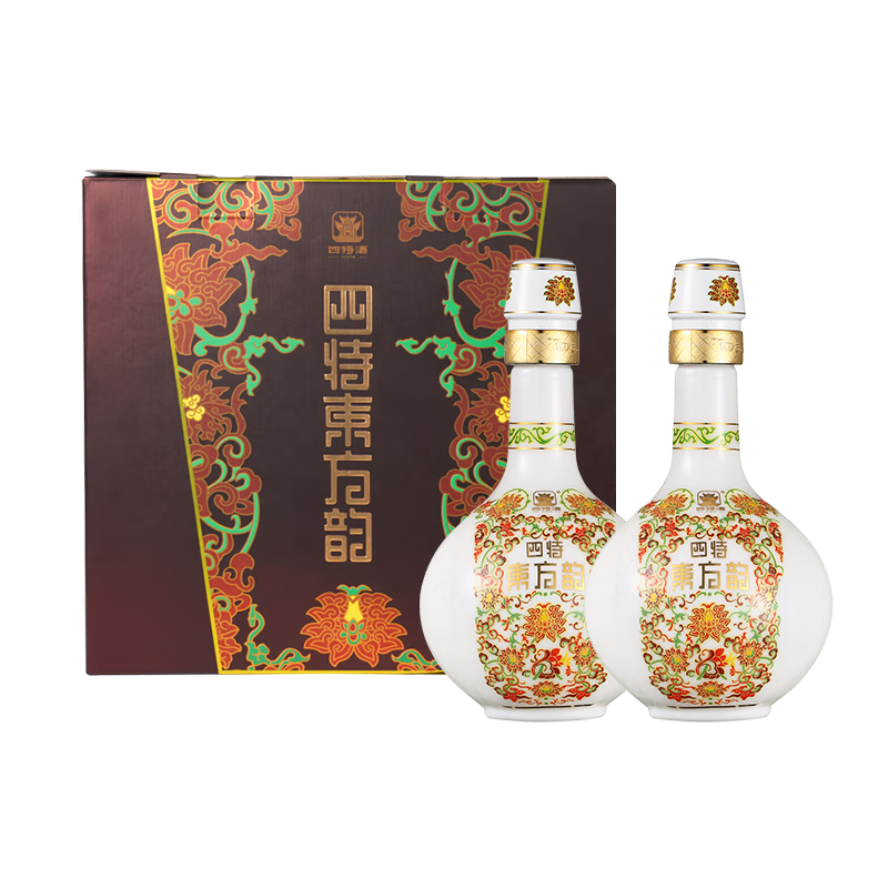 京东百亿补贴、plus会员立减:四特 东方韵 弘韵 特香型白酒 52度 500ml*2瓶 礼盒装 242.55元