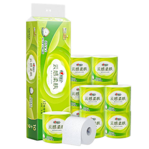 plus会员、概率券：心相印 有芯卷纸 云感柔肤 4层110g*12卷  7.66元包邮