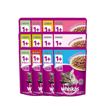 whiskas 伟嘉 进口成猫猫粮主食妙鲜包 85g*12 31.26元