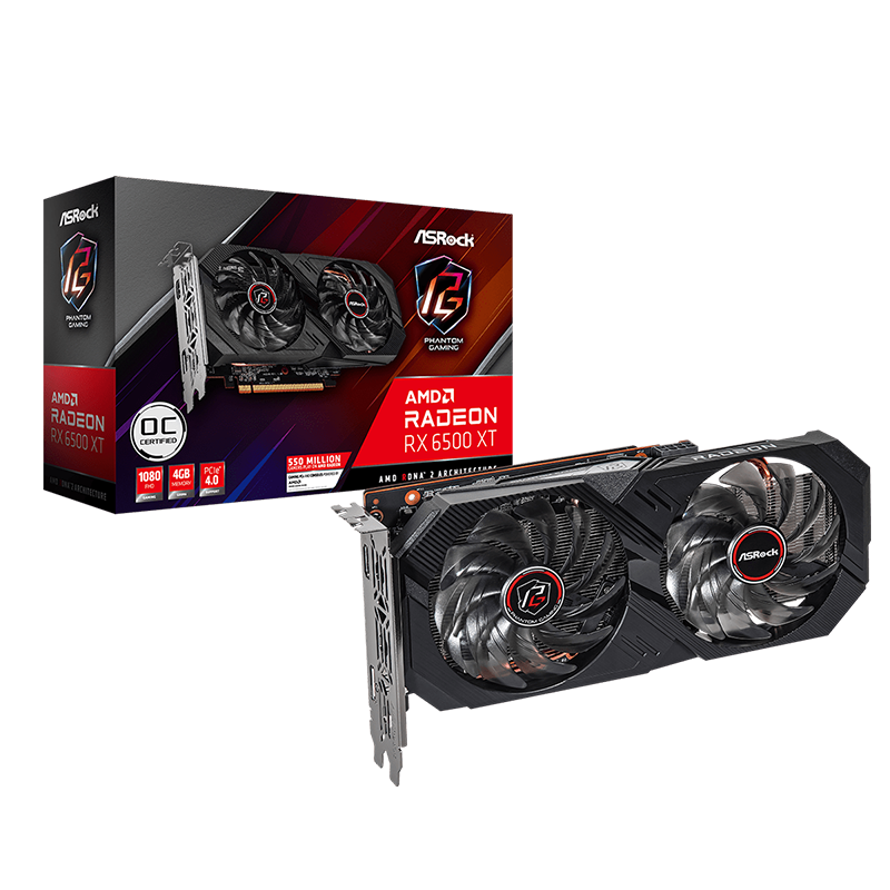 plus会员：华擎 (ASRock) AMD Radeon RX 6500 XT Phantom Gaming D 4GB OC GDDR6 电竞游戏显卡 939.26元