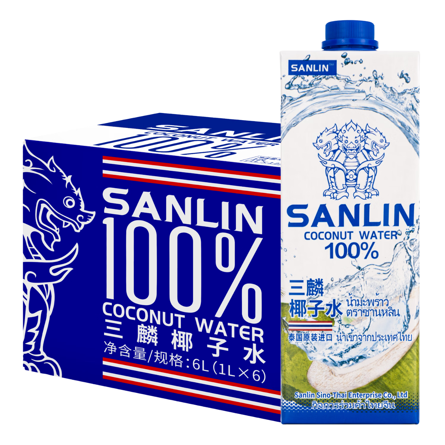 京东百亿补贴：三麟 100﹪椰子水 1L*6瓶 59.85元包邮