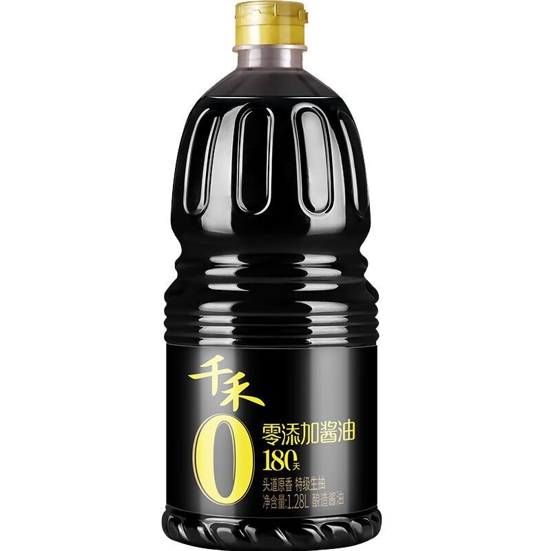 千禾 零添加180天头道原香特级生抽酿造酱油1.28L 14.5元