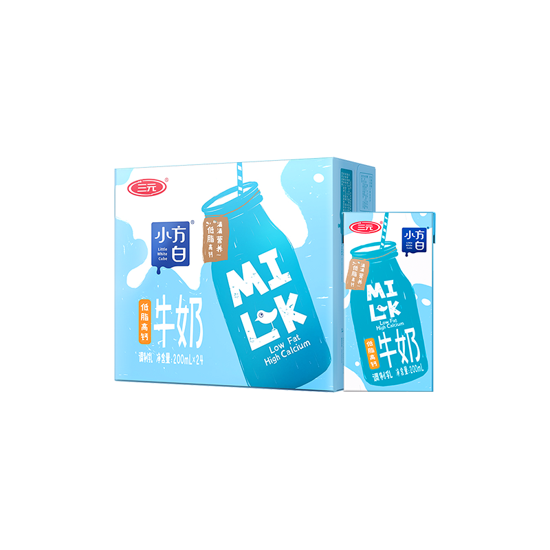 京東百億補(bǔ)貼：SANYUAN 三元 小方白低脂高鈣牛奶200ml*24盒 量販裝 禮盒裝 34.91元