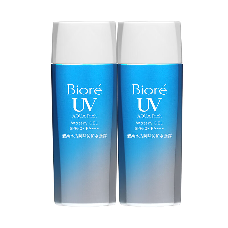 京东PLUS：Bioré 碧柔 水活防晒倍护水凝露 90ml*2 62.23元包邮（合31.11元/支，双重优惠）