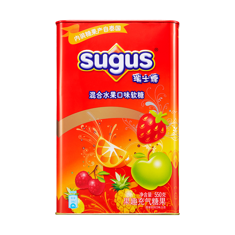 瑞士糖Sugus混合水果口味软糖550g盒装儿童休闲零食糖果婚庆喜糖