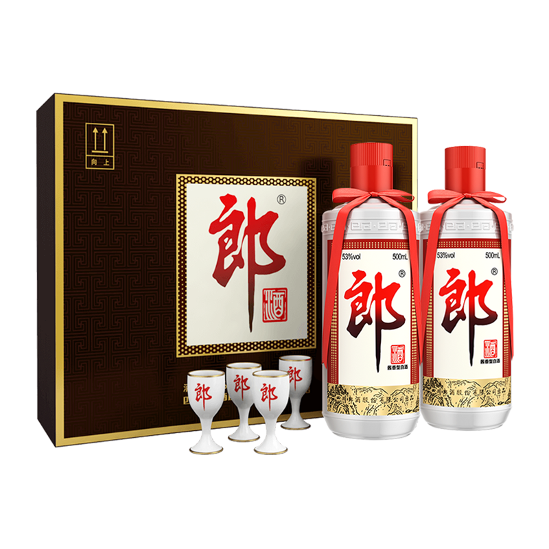 20点开始：郎酒 郎牌郎酒 酱香型白酒 53度 500ml*2瓶 礼盒装 379.00元