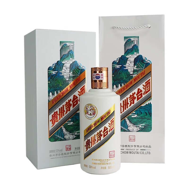 PLUS会员、百亿补贴：MOUTAI 茅台 水碧山青 53度酱香型白酒 500ml 单瓶装 3909.51元包邮