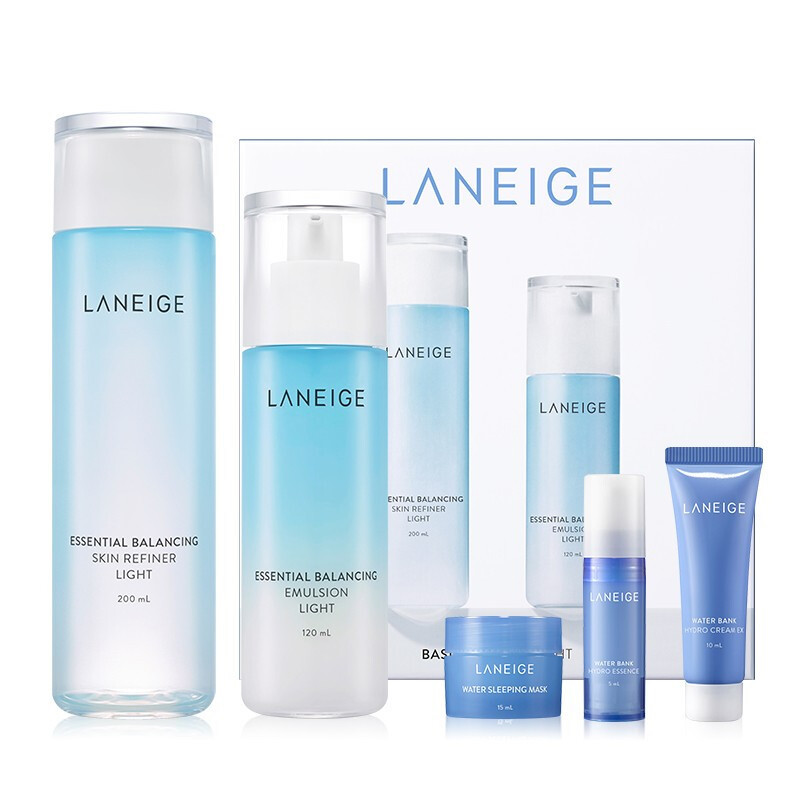 LANEIGE 兰芝 水衡凝肌水乳护肤品套盒套装385ml 清爽型 水+乳+面膜 135元