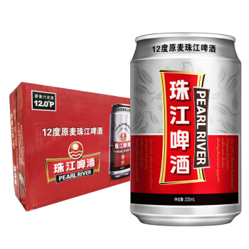 珠江啤酒 12度 珠江原麦啤酒 330ml*24听 52.9元