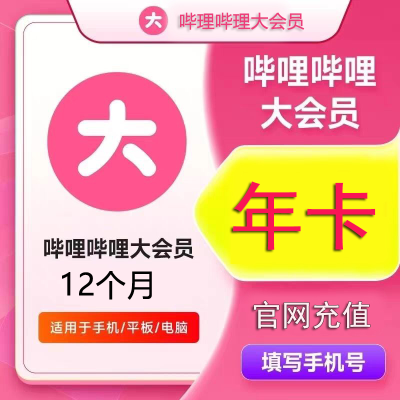 哔哩哔哩大会员一年 （不支持电视） 69.9元