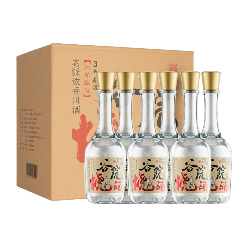 谷小酒 谷院烧酒 52度 浓香型白酒 500ml*6瓶 整箱装 88.31元 包邮（需领券）