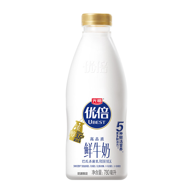 Bright 光明 优倍 浓醇 780ml*1 PET瓶 巴氏杀菌鲜牛奶 8.25元