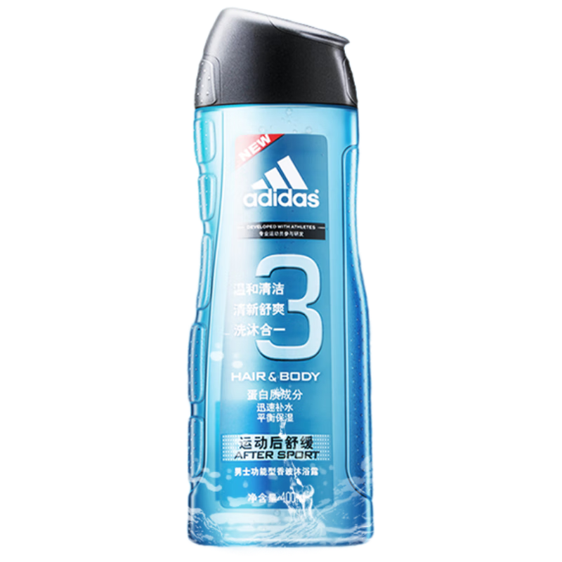 阿迪达斯 （adidas）男士洗护二合一运动后舒缓香波沐浴露400ml *4件 74.37元（合18.59元/件）