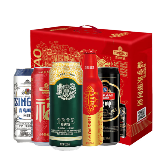 TSINGTAO 青岛啤酒 精酿中秋礼盒送礼 500ml*8听+ 355mL 2瓶 礼盒装 赠小黄人毛巾 2条 70.2元（需买2件，需用券）