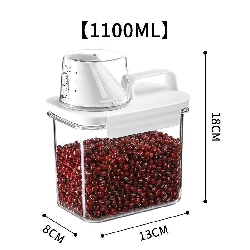 LISM厨房五谷杂粮收纳盒防潮防虫干货零食保鲜盒谷物密封罐储物罐 量杯款1100ml 27.64元（82.93元/3件）