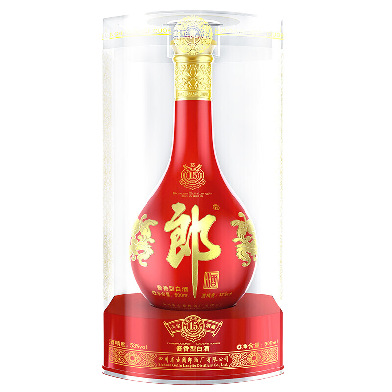 plus会员：郎酒 红花郎 红十五 酱香型白酒 53度 500mL 1瓶 416.01元（需领券）