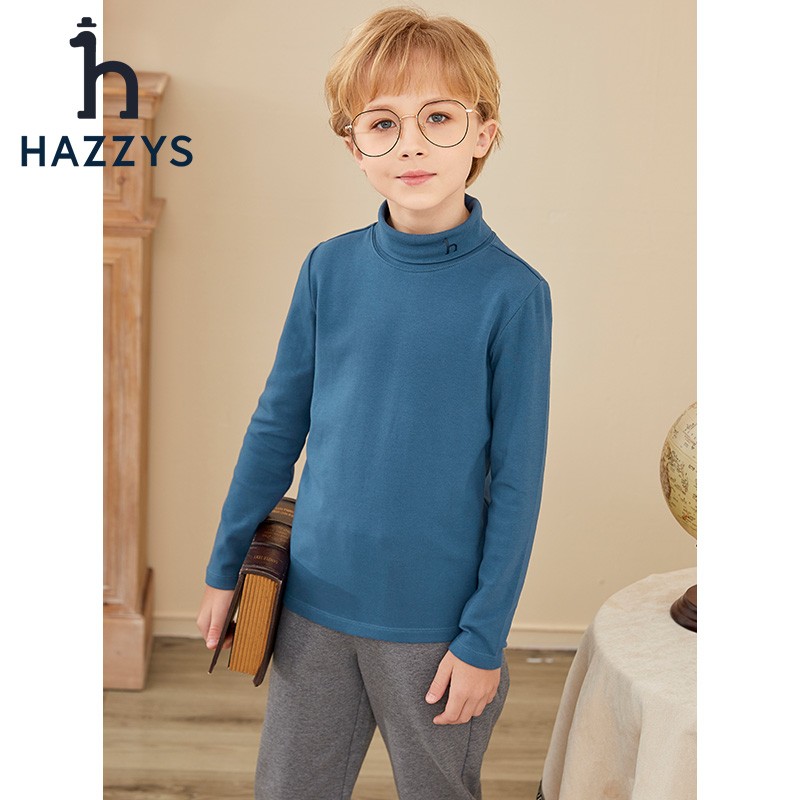 HAZZYS 哈吉斯 品牌童装男女童秋纯色打底衫简约舒适百搭半高领打底衫 姜黄 145 券后107.83元