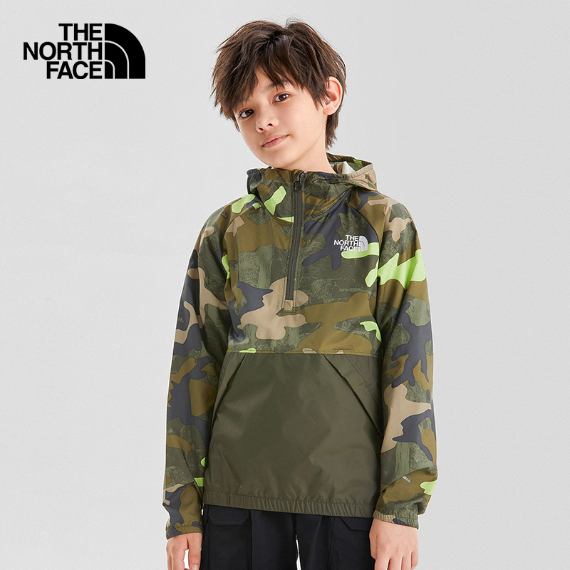 值选、京东百亿补贴：THE NORTH FACE 北面 儿童户外防风外套 7QKK55D/迷彩/绿色 券后202元