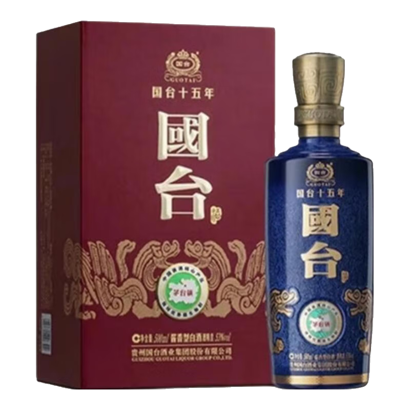 京东百亿补贴、PLUS会员：贵州国台酒 国台十五年 酱香型白酒 53﹪vol 500mL 1盒 612.87元包邮（双重优惠）