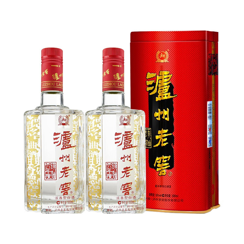 PLUS会员：LUZHOULAOJIAO 泸州老窖 六年窖头曲 浓香型白酒 52度 500mL 2瓶 送礼袋 148.66元包邮（双重优惠）