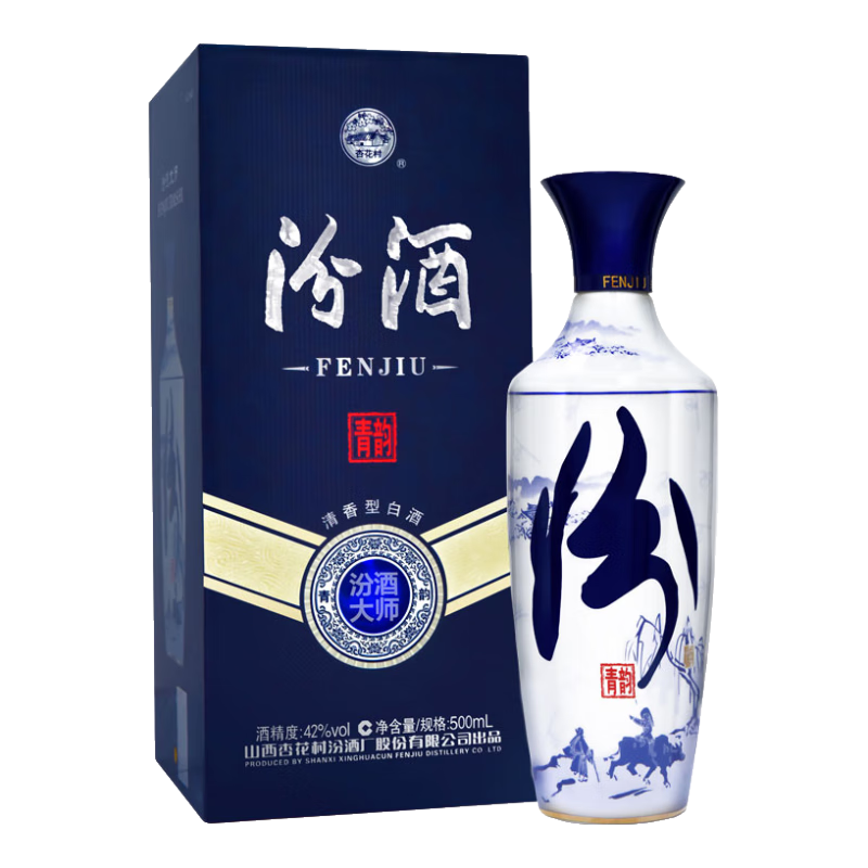 PLUS会员：汾酒 青花汾酒系列 汾酒大师 青韵 42﹪vol 清香型白酒 500ml 单瓶装 215.52元包邮（多重优惠）