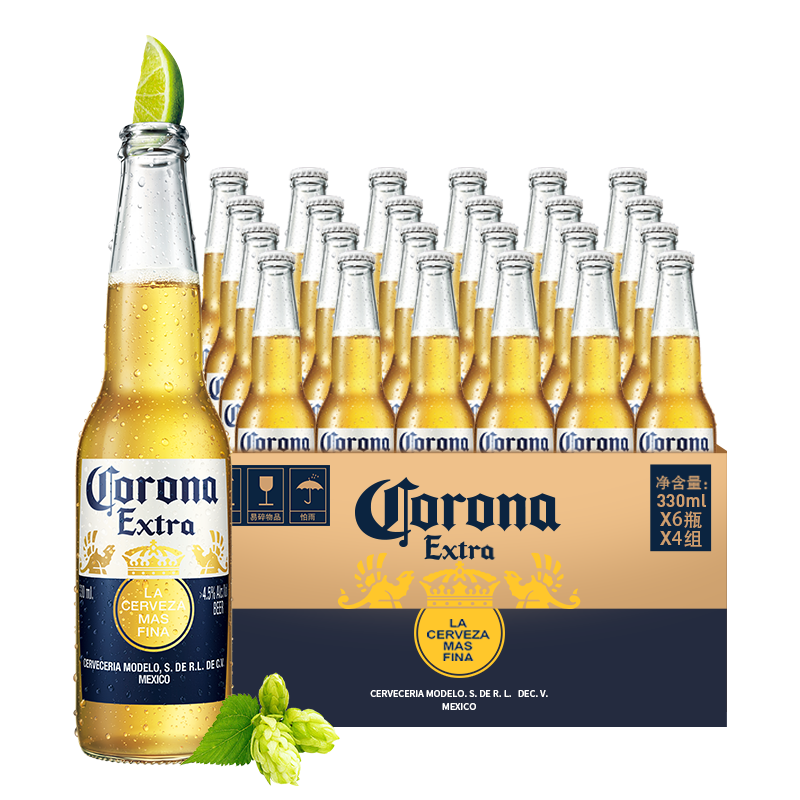 限部分地区：科罗娜（CORONA）330ml*24瓶*2件 228.6元包邮（需买2件 多重优惠后）（合114.3元/件）