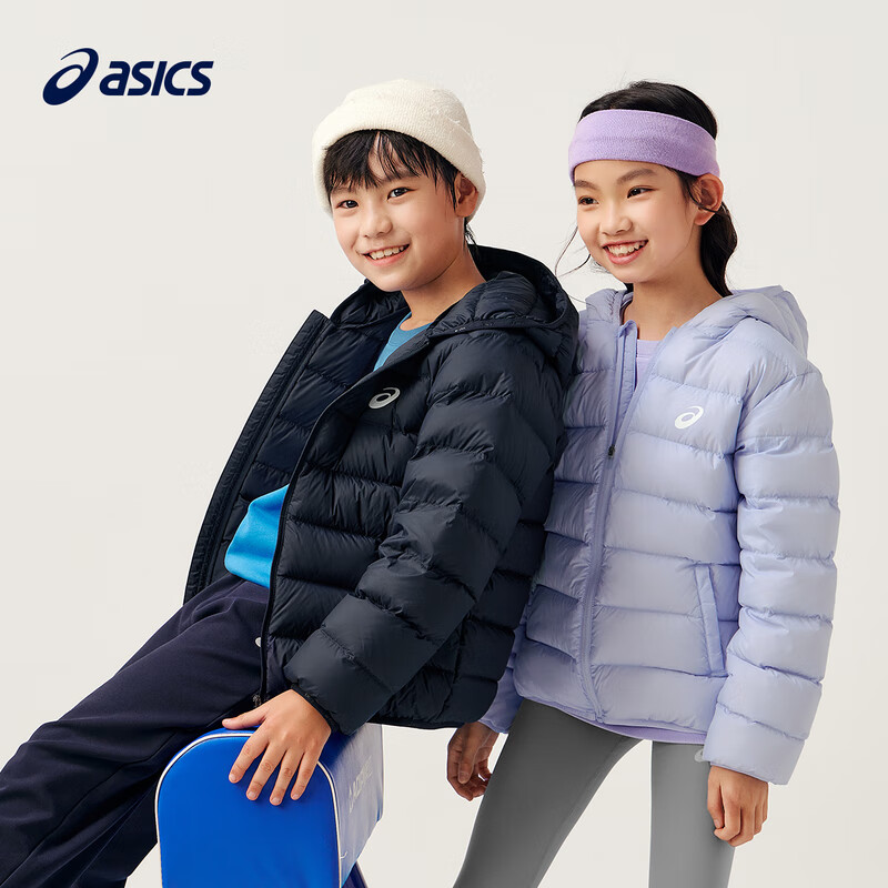 ASICS 亚瑟士 儿童连帽轻薄羽绒服 50藏青色 券后147.36元