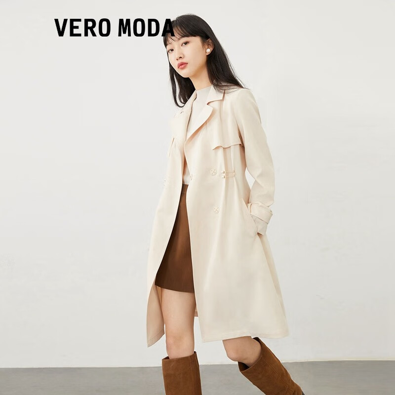 再降价、仅限今日、PLUS会员：VEROMODA H版型翻领中长款风衣外套女 323121009 210.55元包邮（需凑单，多重优惠）