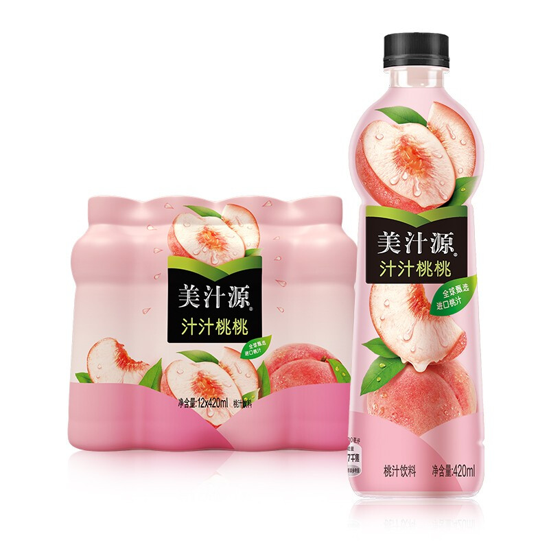 美汁源 可口可乐（Coca-Cola）美汁源 Minute Maid 汁汁桃桃饮料 420ml*12瓶 新老包装随机发货 26.43元（需买2件，需用券）