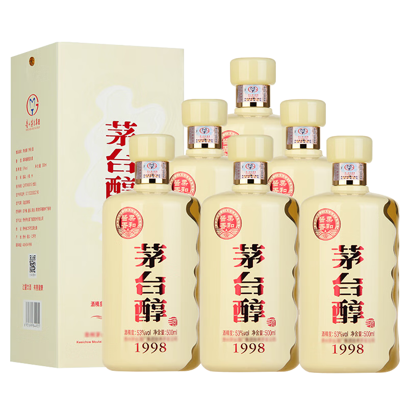 京东百亿补贴、plus会员：茅台（MOUTAI）集团 茅台醇1998 53度 酱香型白酒 500ml*6瓶 整箱装 395.01元包邮