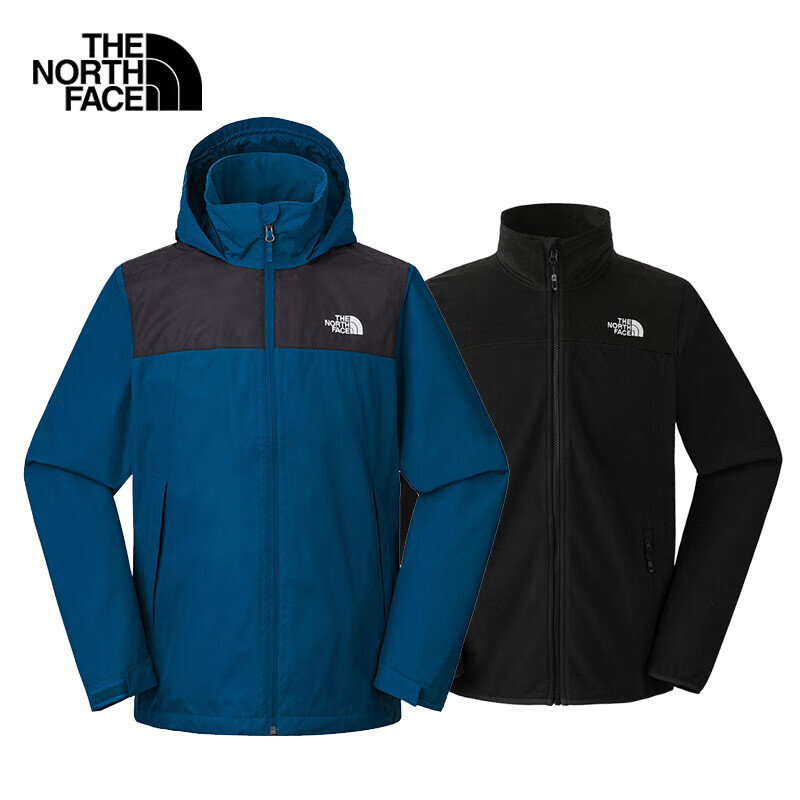 THE NORTH FACE 北面 秋冬新款北面沖鋒衣男戶外運動抓絨內(nèi)膽防水保暖三合一 深藍外殼+黑色抓絨內(nèi)膽 XXL 1316元