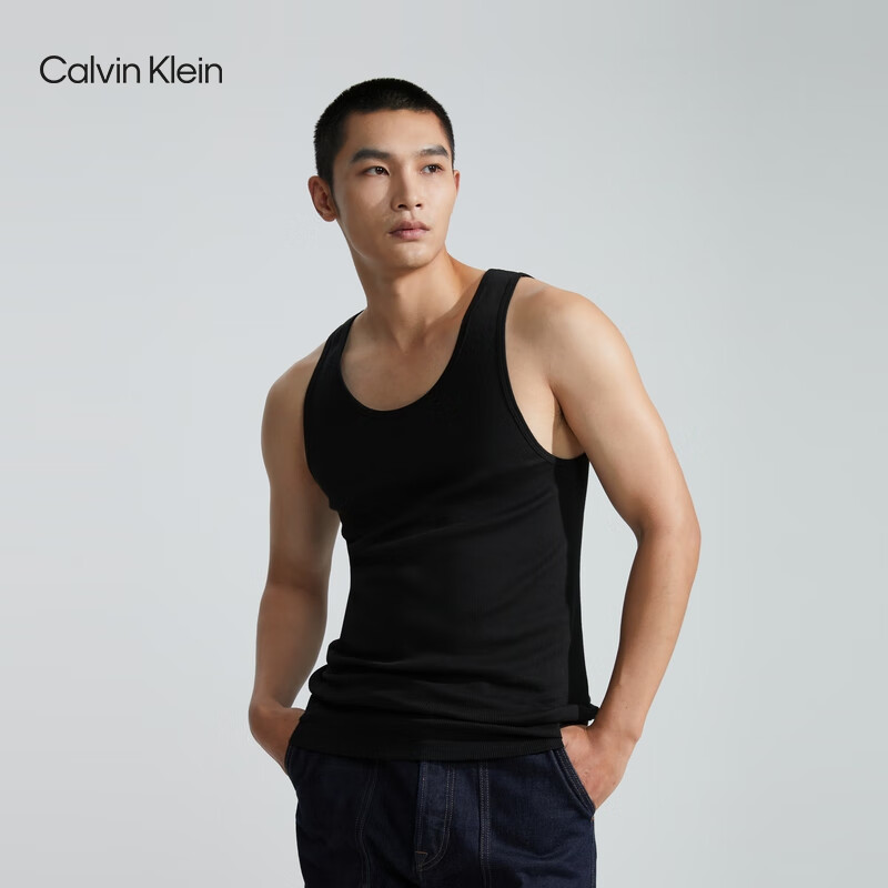 卡爾文·克萊恩 Calvin Klein 內衣夏季男女同款ck三件裝純棉細螺紋舒適打底家居背心NB4010 474.7元