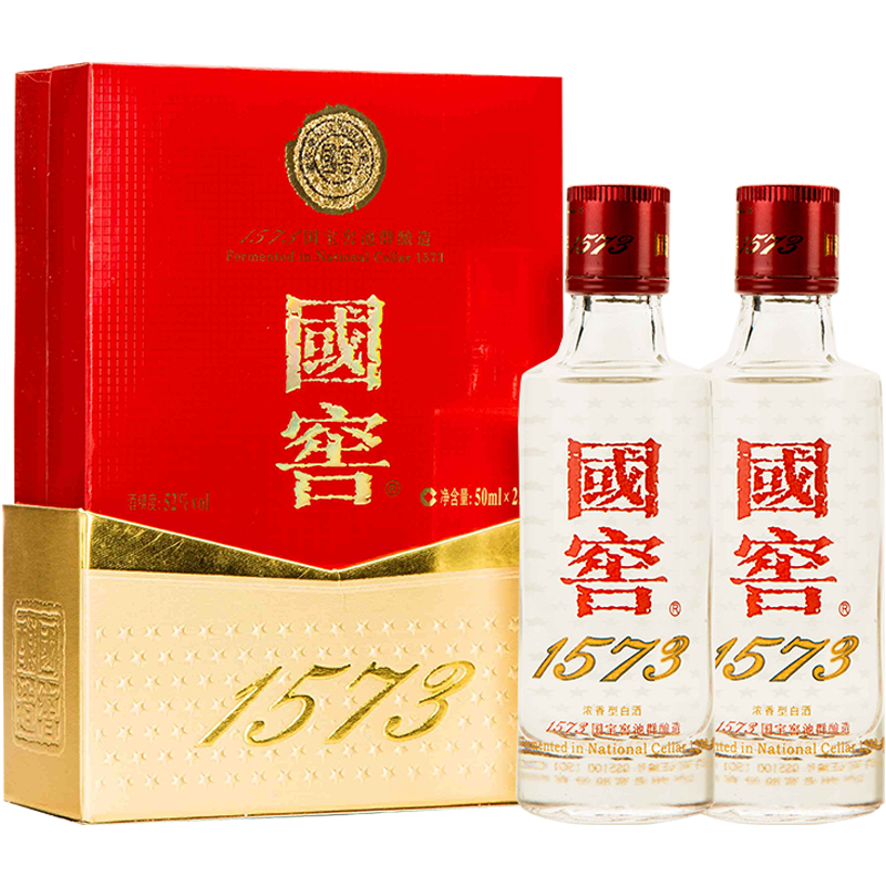 国窖1573 泸州老窖 国窖1573 52度 浓香型白酒 50ml*2瓶 礼盒装 151.96元包邮（需凑单）