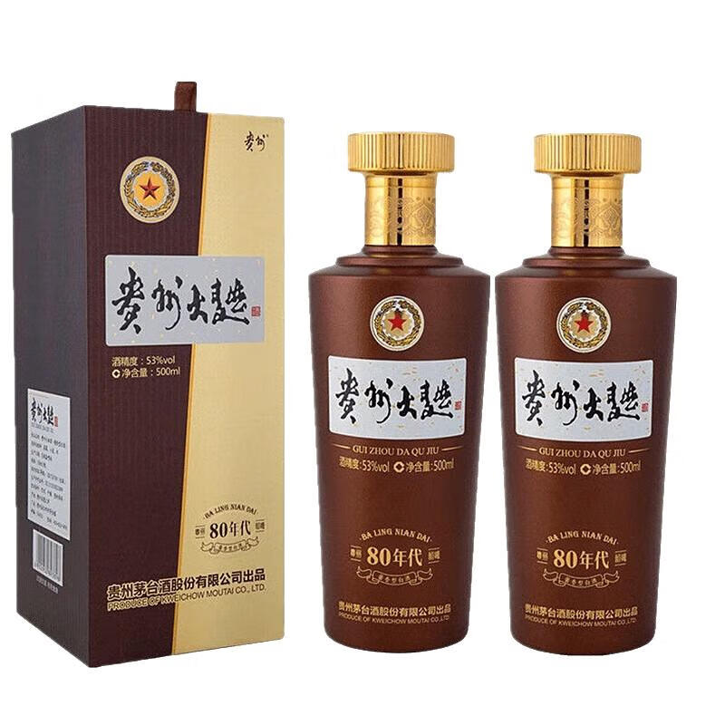 MOUTAI 茅台 贵州大曲酒 80年代 酱香型53度 500mL 2瓶 297.51元