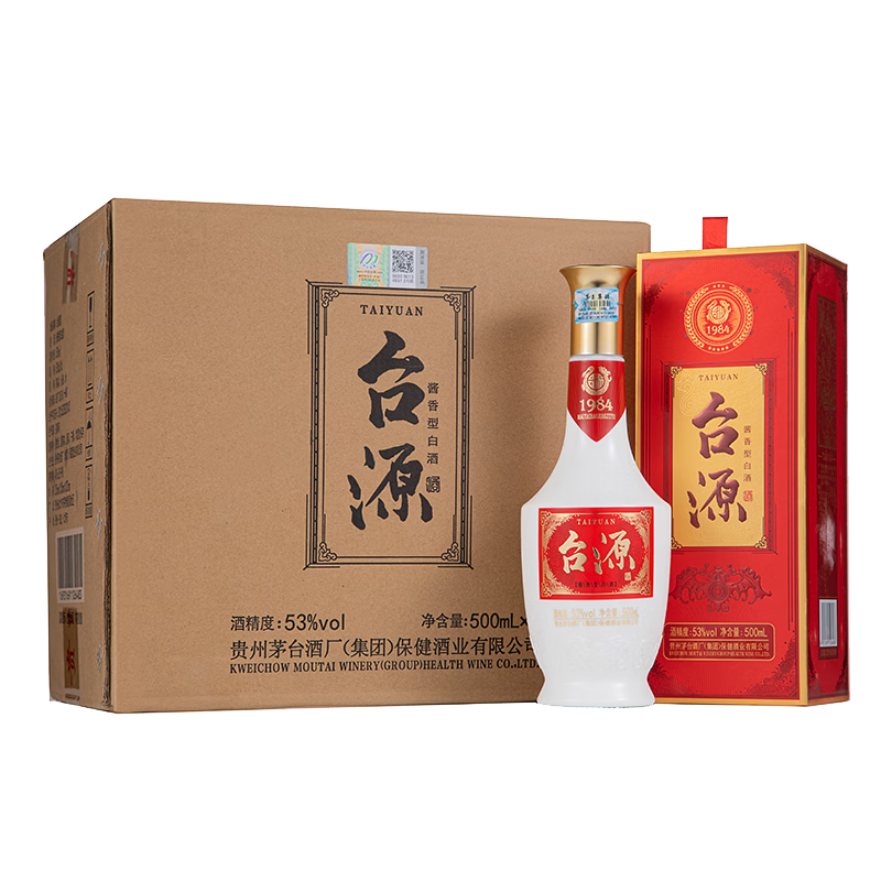 PLUS会员、京东百亿补贴：MOUTAI 茅台 台源 53度 酱香型白酒 500ml*6 整箱装 423.72元包邮