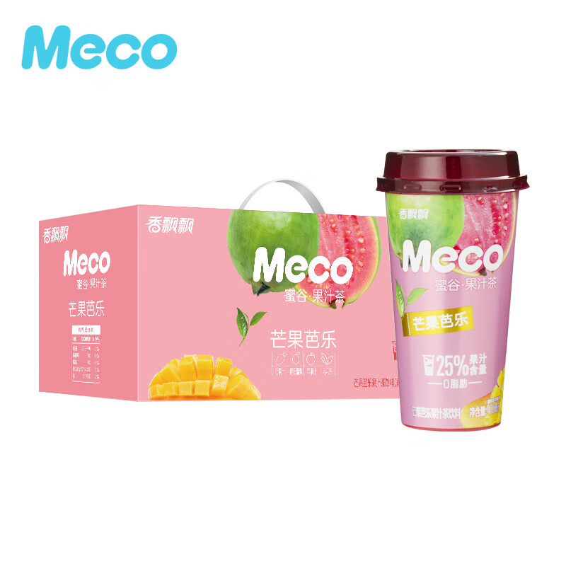 香飘飘 Meco蜜谷果汁茶 芒果芭乐口味400ml 8杯 25%果汁含量 即饮饮料 券后36.9元