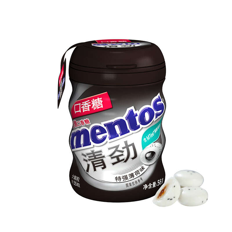 mentos 曼妥思 无糖口香糖 特强薄荷味 56g plus 不含红包支付优惠等 7.3元（需买4件，需用券）