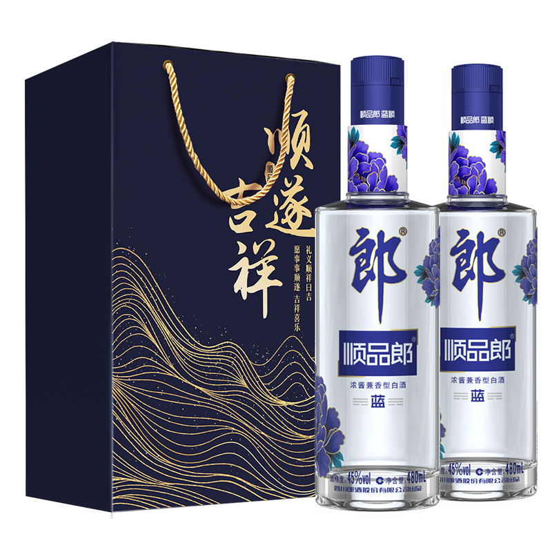 今日必买：LANGJIU 郎酒 顺品郎蓝顺 浓酱兼香型白酒 45度 480ml*2瓶 顺遂吉祥礼盒 券后87.66元